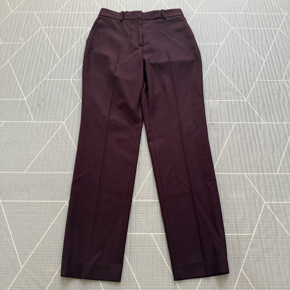 Reiss Trouser Dress Pants Women's 0 Wool Blend Slim Fit Burgundy Career Luxury